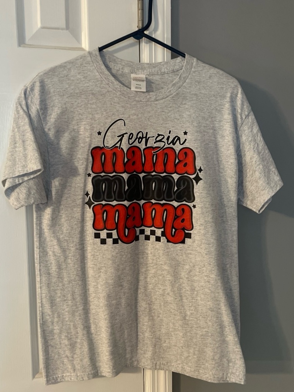 Hanes Heather Gray Tee with Red & Black Georgia Mama Graphic